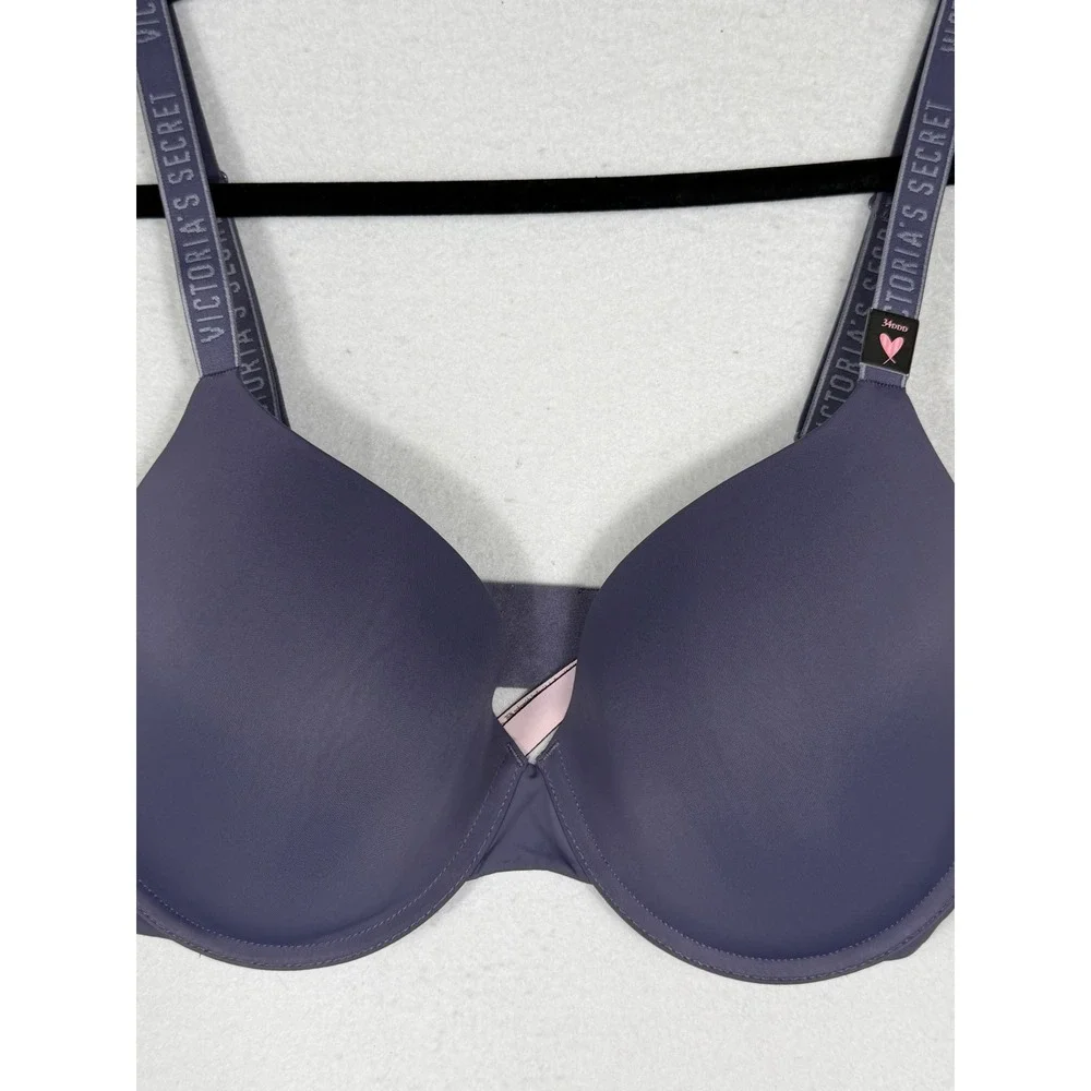 Victoria's Secret Bra Womens 34DDD Purple‎ T-Shirt Lightly Lined Demi Straps NEW